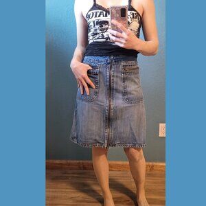 For Joseph Knee Length Denim Zipper Skirt
